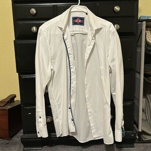 Mens 15.5 white shirt with blue buttons soul of London